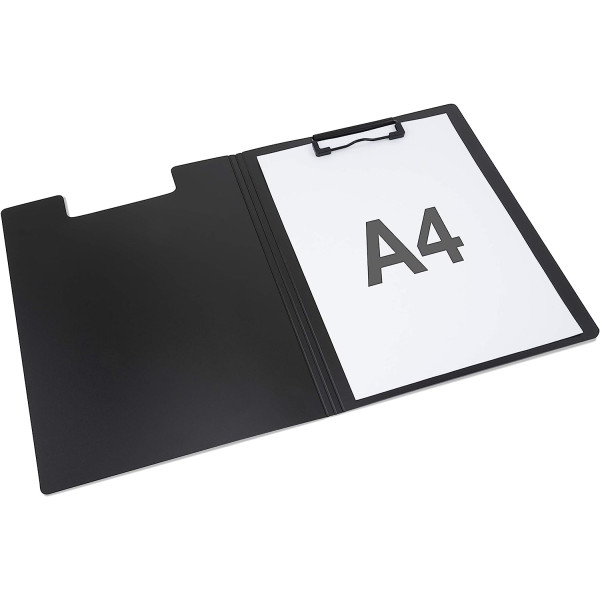 Lot de 4 porte-documents - Avec rabat et clip métal - Format A4 - Noir - Rapesco