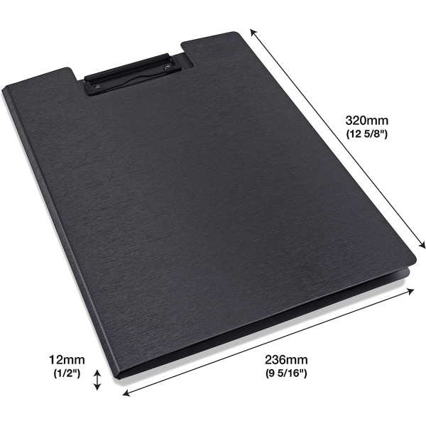 Lot de 4 porte-documents - Avec rabat et clip métal - Format A4 - Noir - Rapesco
