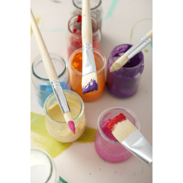 8 pinceaux - Plat - Rond - Acrylique et huile - Fibres synthétiques et naturelles - Manche long - Pébéo