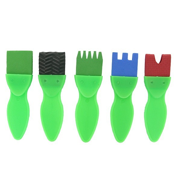 photo-5 brosses en mousse - Peinture acrylique et gouache - Enfant - Assortiment - Cléopâtre