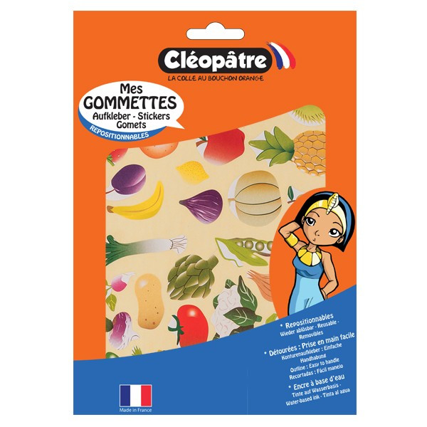 Gommettes - Fruits et légumes - Pour enfant - 120 stickers - Repositionnable - Cléopâtre
