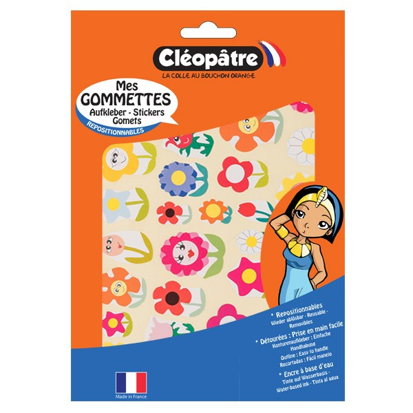 Gommettes - Fleurs colorées - Pour enfant - 108 stickers - Repositionnable - Cléopâtre