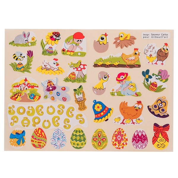 photo-Gommettes - Lapin - Poule - Pâques - Pour enfant - 120 stickers - Repositionnable - Cléopâtre