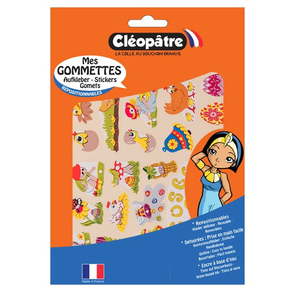 Gommettes - Lapin - Poule - Pâques - Pour enfant - 120 stickers - Repositionnable - Cléopâtre