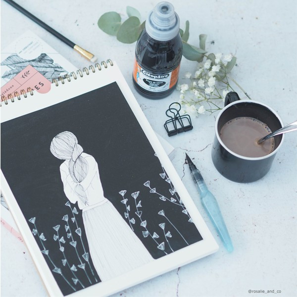 Encre de chine - Noir - Flacon de 250ml - Cléopâtre