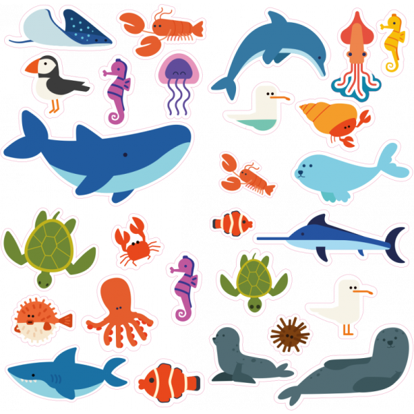 photo-Gommettes - Animaux de la mer - Pour enfant - 480 stickers - Repositionnable - Cléopâtre