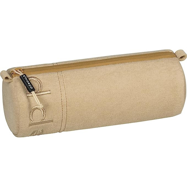 Trousse - Ronde - Beige - Scolaire - 23 x 9 x 8 cm - Fermeture éclair - S'maepp