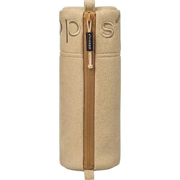 Trousse - Ronde - Beige - Scolaire - 23 x 9 x 8 cm - Fermeture éclair - S'maepp