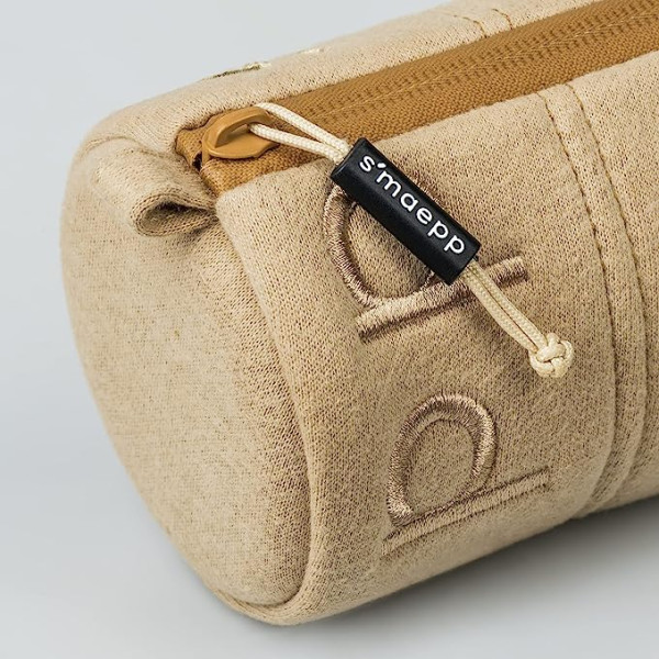 Trousse - Ronde - Beige - Scolaire - 23 x 9 x 8 cm - Fermeture éclair - S'maepp