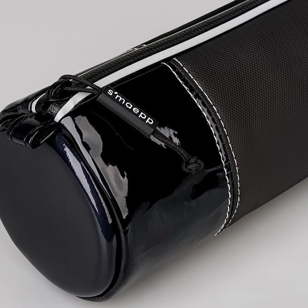 Trousse - Ronde - Noir en vinyl - Scolaire - 23 x 9 x 8 cm - Fermeture éclair - S'maepp