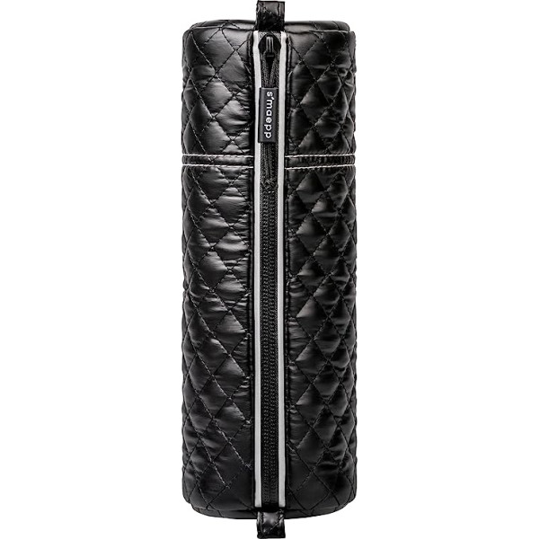 Trousse - Ronde - Noir - Matelassé - Scolaire - 23 x 9 x 8 cm - Fermeture éclair - S'maepp