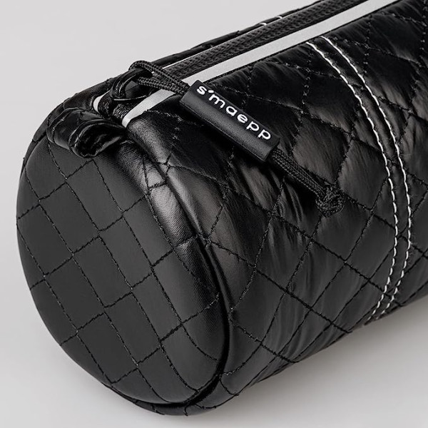 Trousse - Ronde - Noir - Matelassé - Scolaire - 23 x 9 x 8 cm - Fermeture éclair - S'maepp