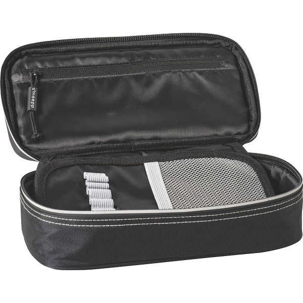 Trousse - Rectangulaire - Noir/Gris - Grand format - Scolaire - 22x11x6cm - S'maepp
