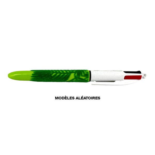 Stylo bille - 4 couleurs - Motifs velours - Pointe moyenne - Rétractable - BIC
