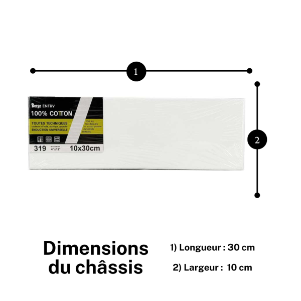 Châssis - Toile - 10x30cm - 319 - Coton - Acrylique - Huile - Gouache - Berge Entry