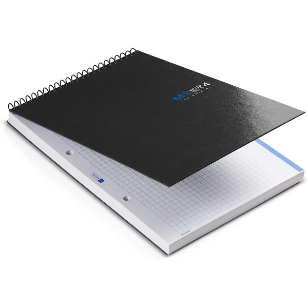 Bloc-notes - A5 - Petits carreaux - Spirales - 240 pages - Papier 70g - Noir - Miquelrius