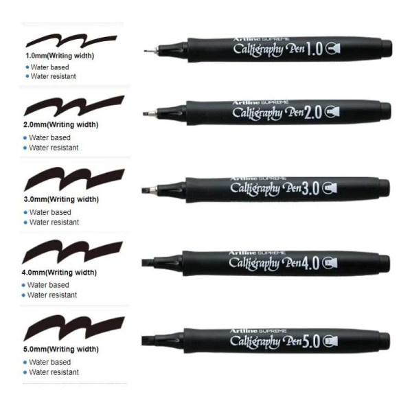 Feutre - Noir - Calligraphie - Pointe fine de 3mm - Artline - Calligraphy Pen