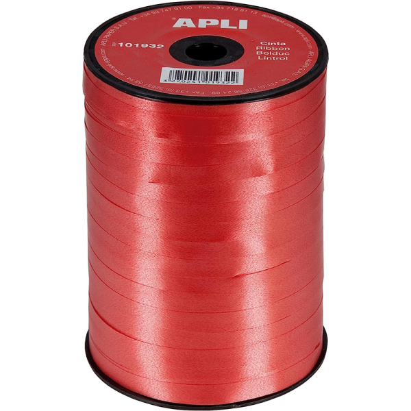 Ruban pour cadeau - Bolduc - Rouge - Rouleau de 7mmx400m - Apli