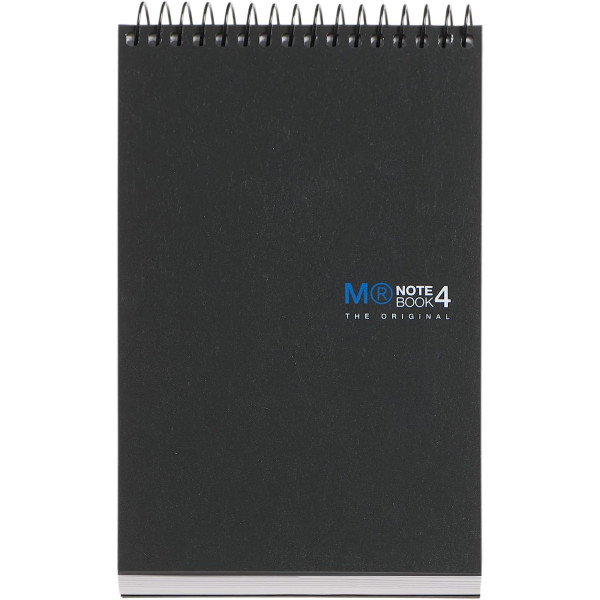 photo-Bloc-notes - A6 - Petits carreaux - Spirales - 120 feuilles - Papier 70g - Noir - Miquelrius