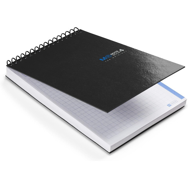 Bloc-notes - A6 - Petits carreaux - Spirales - 240 pages - Papier 70g - Noir - Miquelrius