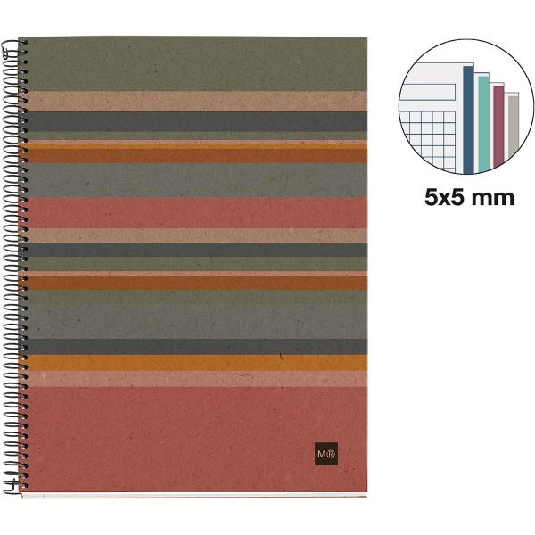 Cahier - A4 - Petits carreaux - Spirales - 240 pages - Papier 100% recyclé