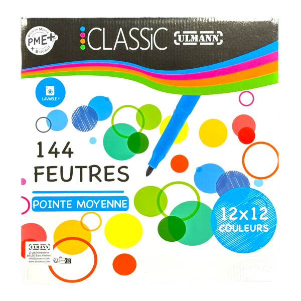 photo-Feutres de coloriage - Pointe moyenne - Pour l'école - 144 feutres - Ulmann