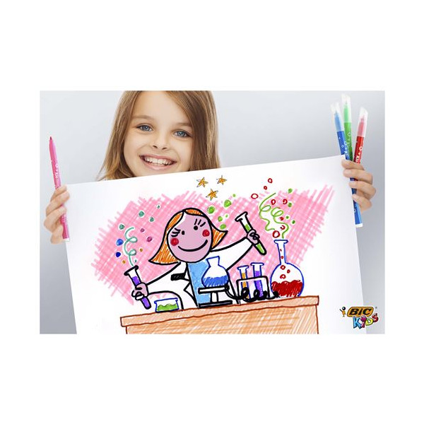 Feutres de coloriage - Enfant - Pointe moyenne - 18 couleurs dont 3 fluo - BIC Kids