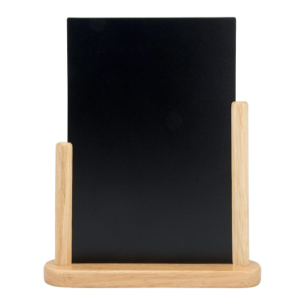 photo--Ardoise noire - A poser - Double face - 21 x 30 cm - Pied en bois naturel - Securit