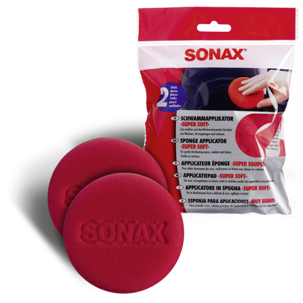 photo-Eponge d'application - Cire, mastic, lotion - Souple - Douce - Carrosserie - SONAX
