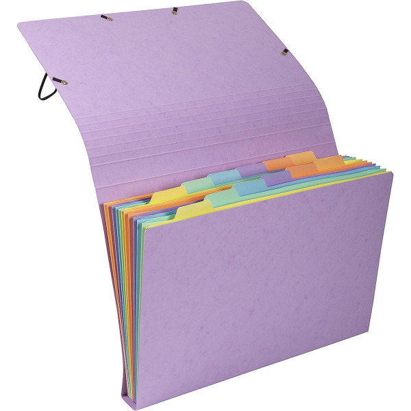 Trieur - 12 compartiments - Carton rigide - Avec élastiques - 34x24,5cm - Exacompta