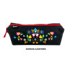 photo-Trousse - Scolaire - Noir - Rouge - Motifs Mexico - Fermeture éclair - 22x8x8cm