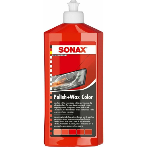 photo-Polish + cire - SONAX - Couleur Rouge - Carrosserie - Flacon 500ml