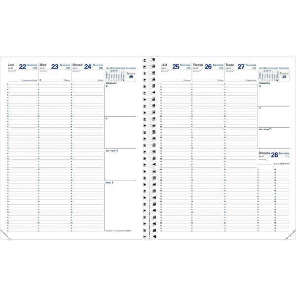 Agenda Semainier 2027 Eurequart - 24 X 30 Cm - Noir - Quo Vadis