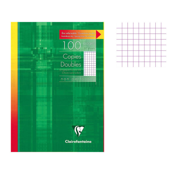 photo-Copies doubles - Non perforées - Petits carreaux - 100 feuilles - Clairefontaine