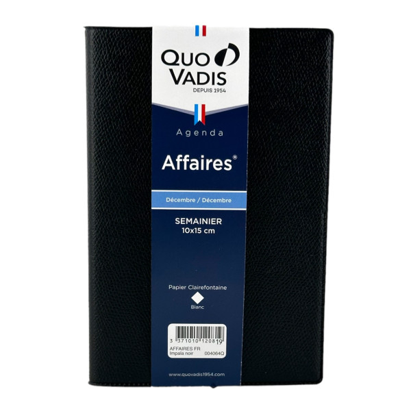photo-Agenda Semainier 2026 Affaires - 10 X 15 Cm - Noir - Quo Vadis