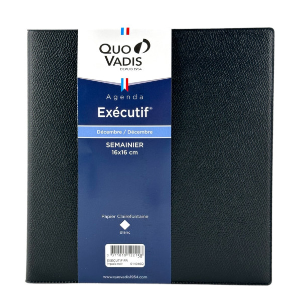 photo-Agenda 2026 - Exécutif - 16X16Cm - Noir - Quo Vadis