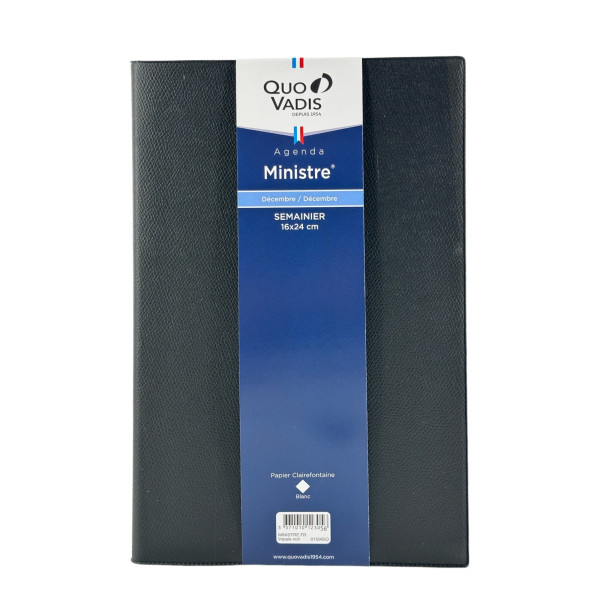 photo-Agenda Semainier 2025 Impala Ministre - 16 X 24 Cm - Noir - Quo Vadis