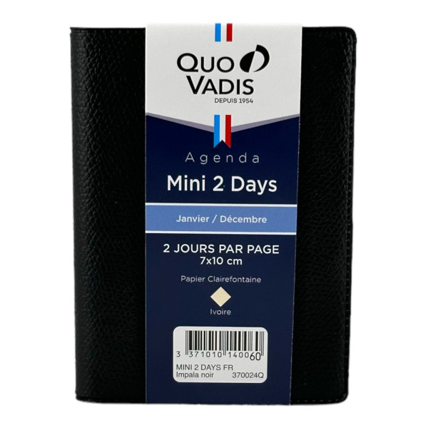 photo-Agenda 2025 2 Jours Par Page Mini 2 Days - 7 X 10 Cm - Noir - Quo Vadis