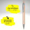 photo-Stylo à bille - Encre noire - Rétractable - Corps alu - Rose métal - Avec étui - ONLINE