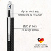 Stylo à bille - 4 couleurs - Rétractable - Carbone noir - Pointe moyenne - Avec étui - ONLINE