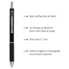 Stylo à bille - 3 couleurs + mine graphite - Embout gomme - Métal noir - ONLINE
