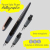 Stylo plume - Calligraphie - 3 plumes différentes - Rechargeable - ONLINE - Air Noir/Rose
