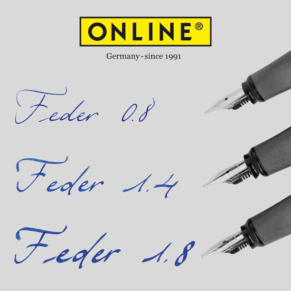 Stylo plume - Calligraphie - 3 plumes différentes - Rechargeable - ONLINE - Air Noir/Rose