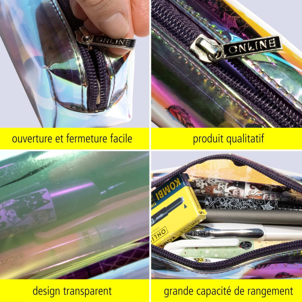 Trousse - Scolaire - Transparente - Rectangulaire - 21 x 6 x 5,5 cm - ONLINE