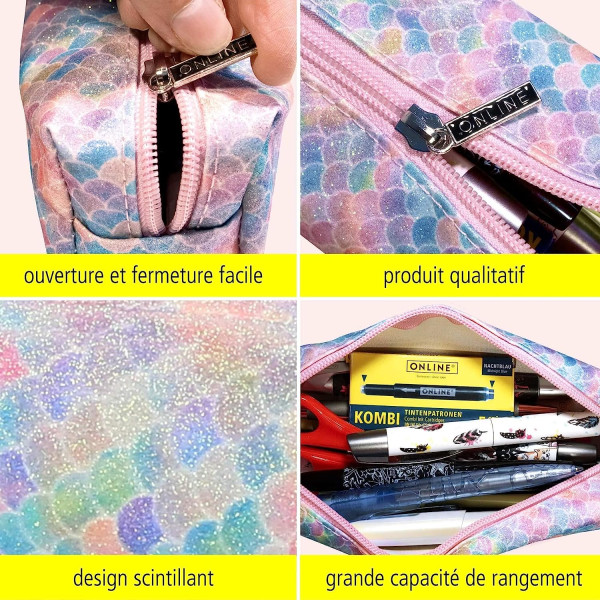 Trousse - Scolaire - Sirène - Rectangulaire - 21 x 6 x 5,5 cm - ONLINE