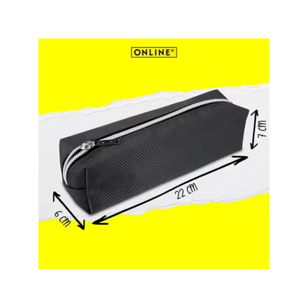 Trousse - Scolaire - Noir - Rectangulaire - 21 x 6 x 5,5 cm - ONLINE