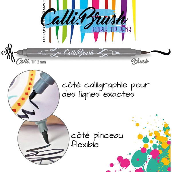 Feutres - Double pointe - Calligraphie - 10 couleurs - ONLINE - Calli.Brush