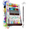 photo-Feutres - Double pointe - Calligraphie - 24 couleurs - Boîte en bambou - ONLINE - Calli.Brush