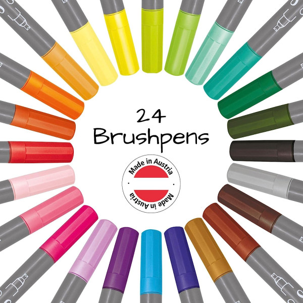 Feutres - Double pointe - Calligraphie - 24 couleurs - Boîte en bambou - ONLINE - Calli.Brush