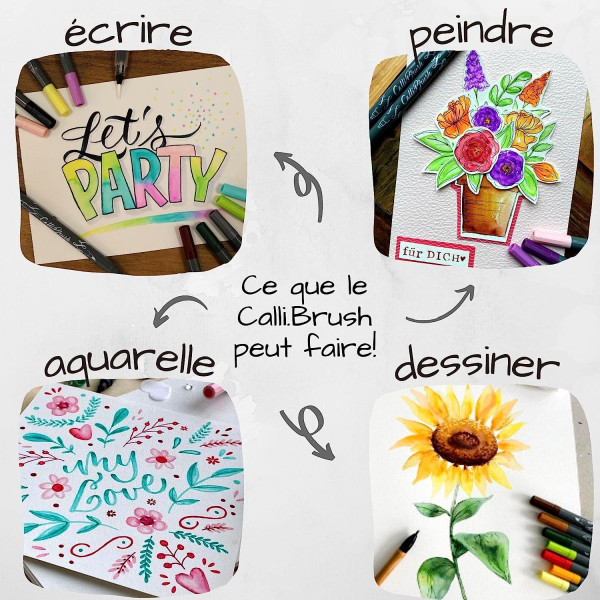 Feutres - Double pointe - Calligraphie - 24 couleurs - Boîte en bambou - ONLINE - Calli.Brush